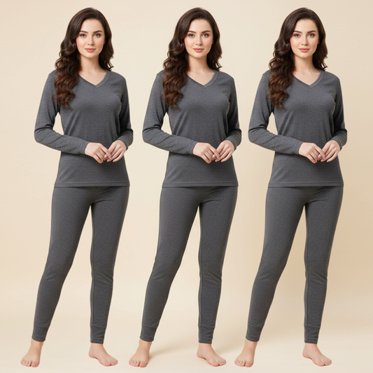 Pack of 3 Women's Charcoal Grey Warmer Set