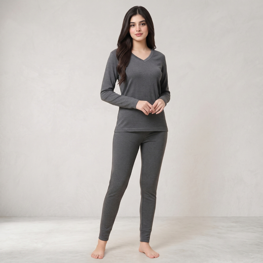 Women's Charcoal Grey Warmer Set