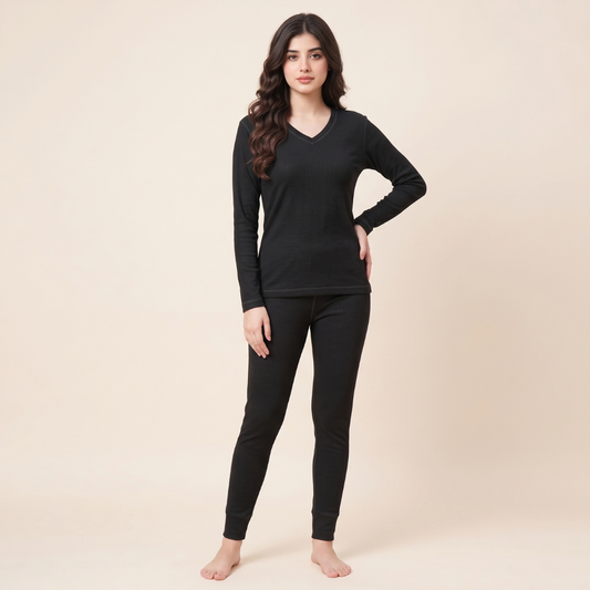 Women's Black Warmer Set