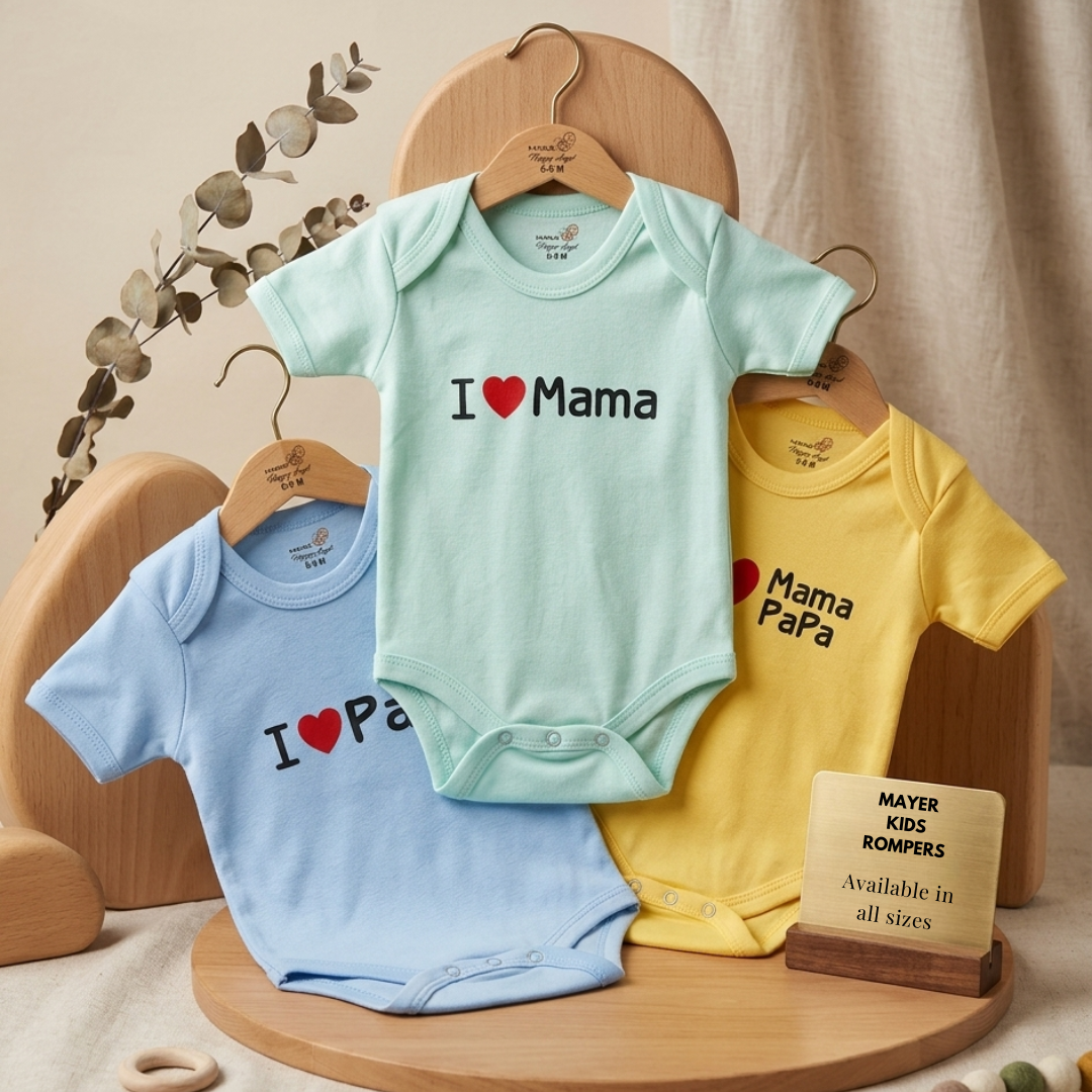 Mayer Kids Dreamy Trio Romper – Half Sleeves (Pack of 3)