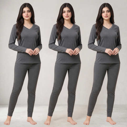 Pack of 3 Women's Charcoal Grey Warmer Set