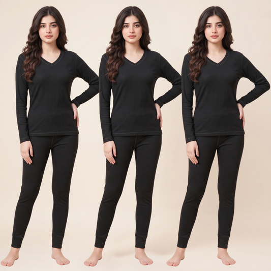 Pack of 3 Women's Black Warmer Set