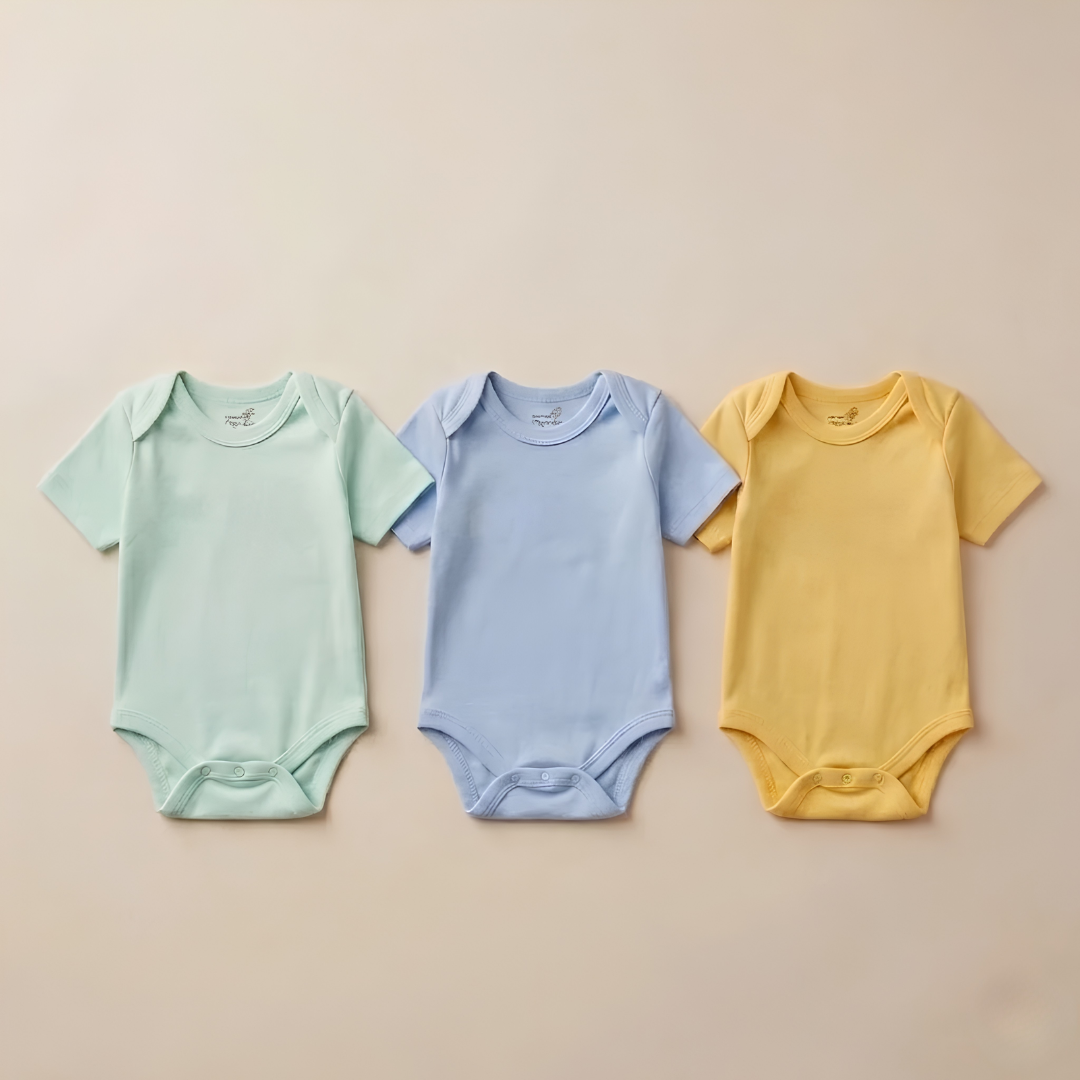 Mixed Colors Plain Romper – Half Sleeves (Pack of 3)