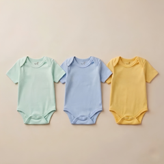 Mixed Colors Plain Romper – Half Sleeves (Pack of 3)
