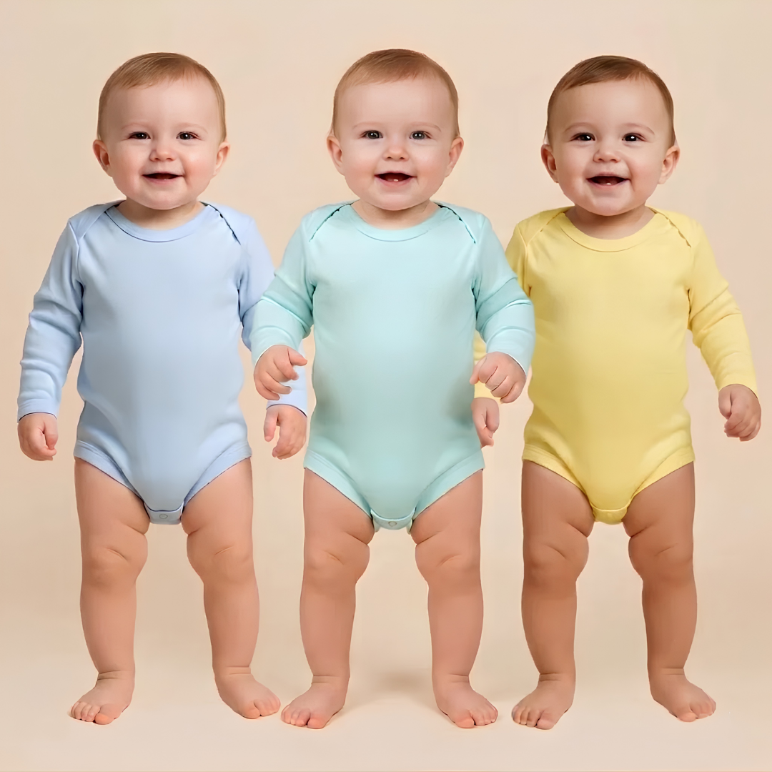 Mixed Colors Plain Romper – Full Sleeves (Pack of 3)