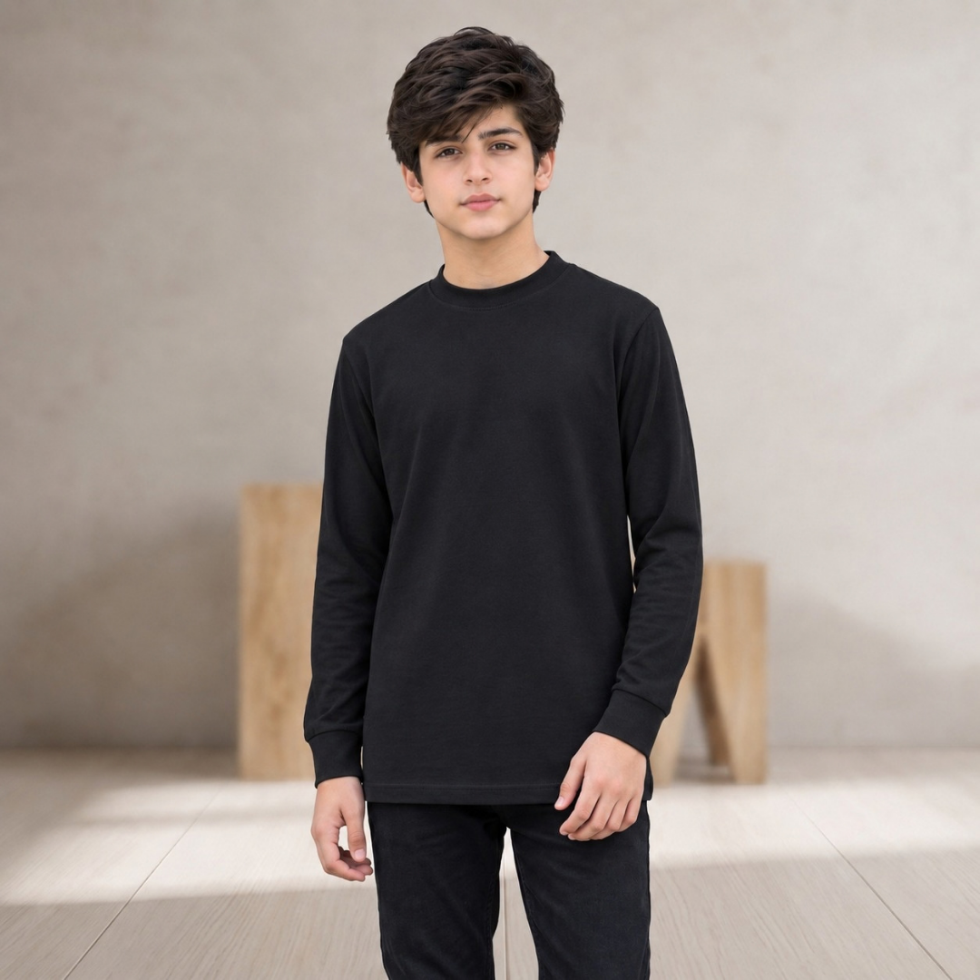 Mayer Kids Round Neck Black
